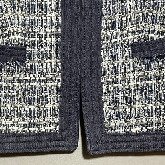 Talbots Tweed Suit Business Jacket Women Size Petite 8P Blue Pocket Grid Modern - Picture 5 of 12